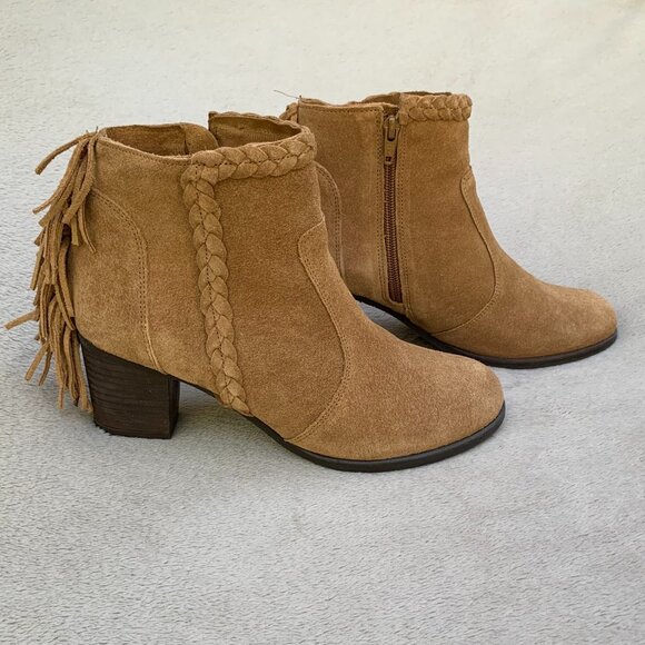 Matisse Lucinda Suede Fringe Block Heel Ankle Booties Sz8 - Picture 6 of 15